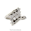 3/4cttw Z Shaped Diamond Cluster Ring in 14k White Gold Bypass Setting - Thumbnail 1