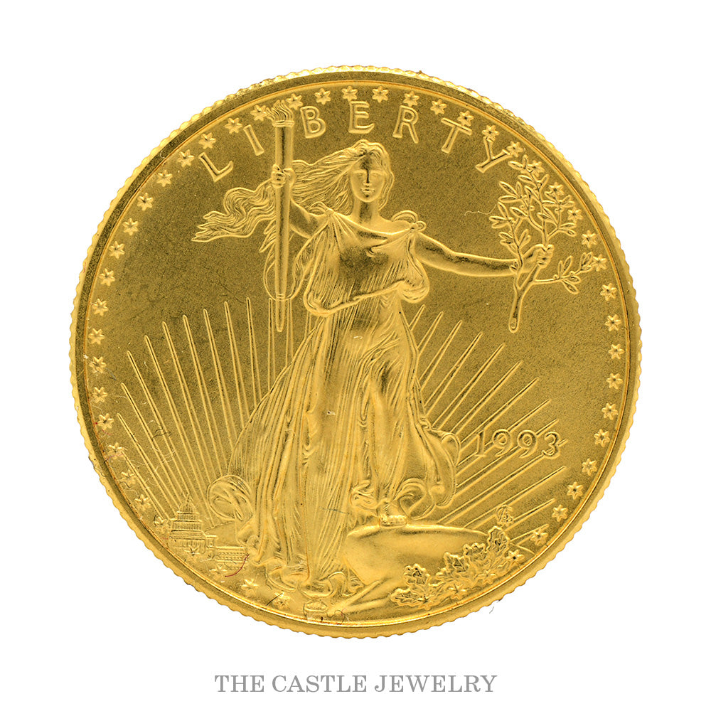 1993 American Gold Eagle 1/2 oz Coin - 22K Gold Augustus Saint-Gaudens Lady Liberty US Mint Bullion