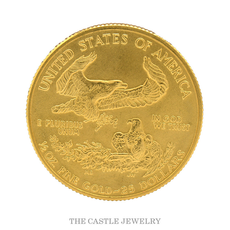 1993 American Gold Eagle 1/2 oz Coin - 22K Gold Augustus Saint-Gaudens Lady Liberty US Mint Bullion