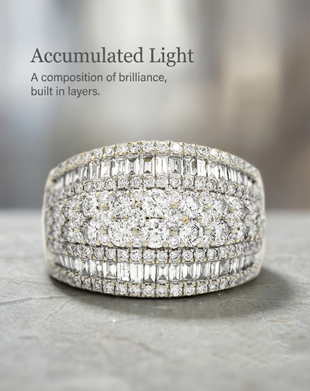 Multi Row Cluster Dome Diamond Ring 3ctw in 14k White Gold — lifestyle photography