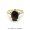 Oval Cabochon Tiger's Eye Ring in 14k Yellow Gold Cathedral Mounting - Thumbnail 1