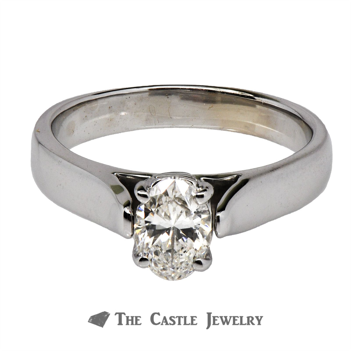 Oval Cut Diamond Engagement Ring .76ct VS2/G 14K White Gold
