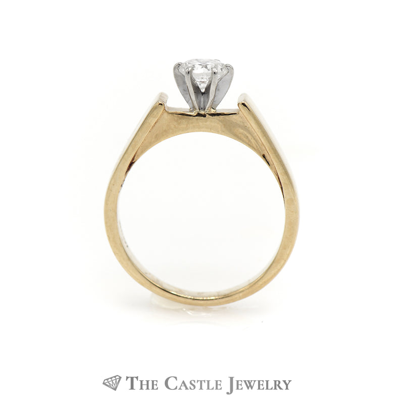 Round Brilliant Cut Diamond Solitaire Engagement Ring in Cathedral Mounting