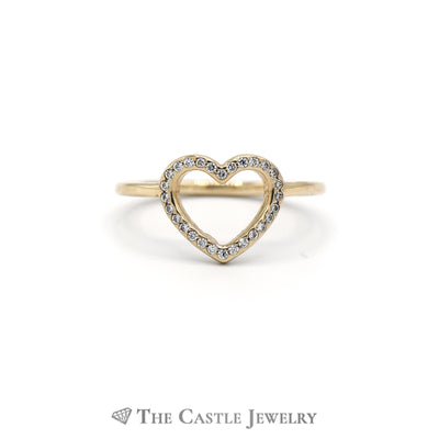 Pandora Captured Heart Ring w/ Cubic Zirconia in 14K Yellow Gold