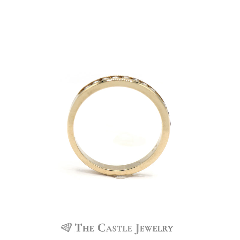 Channel Set Round Brilliant Cut .30cttw Diamond Wedding Band in 14K Yellow Gold