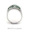 Emerald & Diamond Cluster Dome Ring in 18k White Gold - Thumbnail 2