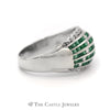 Emerald & Diamond Cluster Dome Ring in 18k White Gold - Thumbnail 3