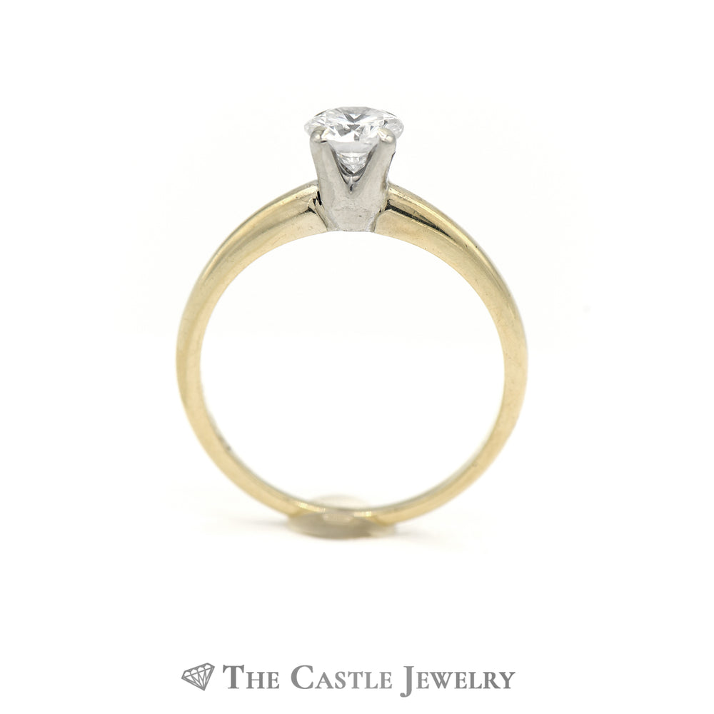 Lovely Round Brilliant Cut Diamond Solitaire Engagement Ring in 14K Yellow Gold