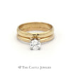 Round Brilliant Cut Diamond Solitaire w/ Soldered 3mm Wedding Band in 14K Gold - Thumbnail 1