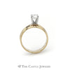 Round Brilliant Cut Diamond Solitaire w/ Soldered 3mm Wedding Band in 14K Gold - Thumbnail 2