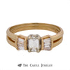 Emerald Cut Bridal Set with Baguette Accents Crafted in 14k Yellow Gold - Thumbnail 1