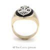 Onyx Diamond Temple Masonic Ring in 10k Yellow & White Gold - Thumbnail 2