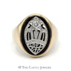 Onyx Diamond Temple Masonic Ring in 10k Yellow & White Gold - Thumbnail 1