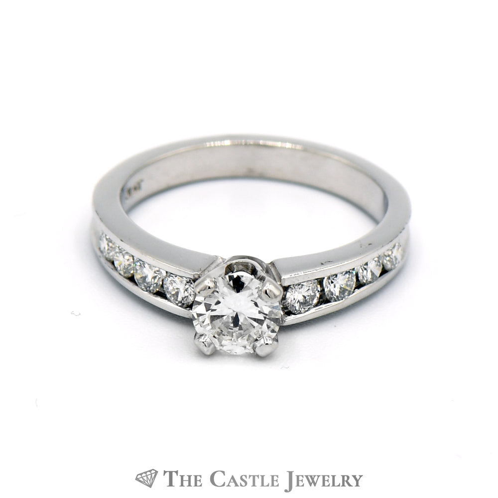 1cttw Diamond Engagement Ring with .60 Carat Round Brilliant Cut Center in Platinum