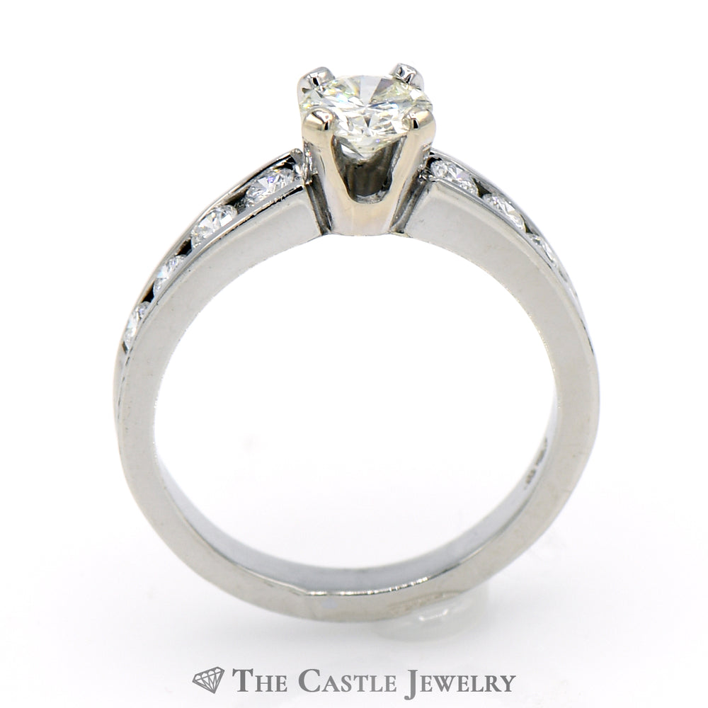 1cttw Diamond Engagement Ring with .60 Carat Round Brilliant Cut Center in Platinum