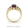Emerald Cut Ruby Ring With Diamond Accents In 14K Yellow Gold - Thumbnail 2