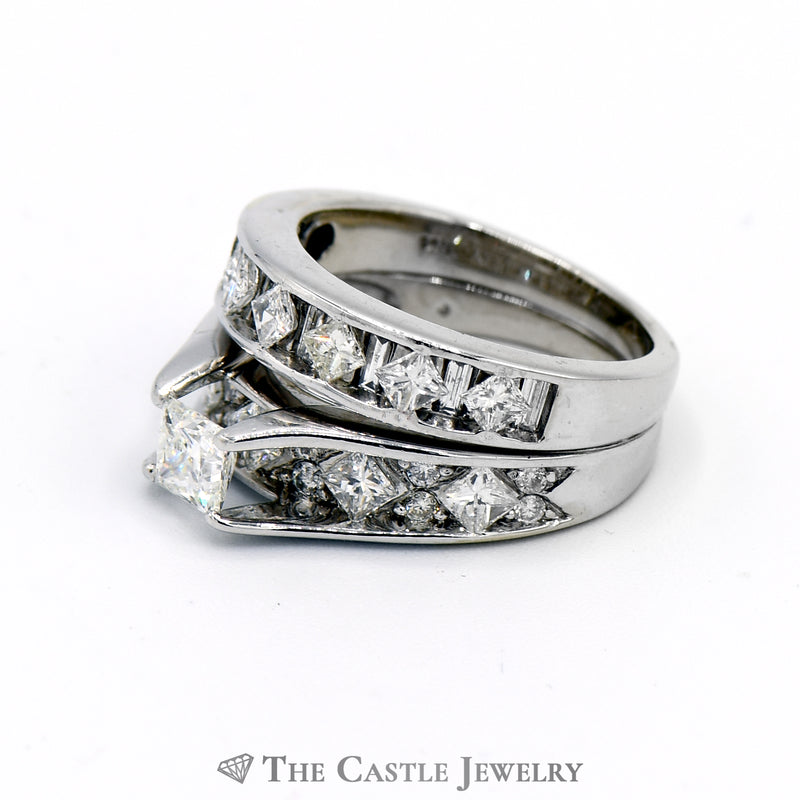 2.25cttw Princess Cut Diamond Bridal Set in 14k White Gold