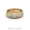 Men's Ridged Tension Set Round Diamond Band in 14K Yellow Gold - Thumbnail 1