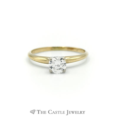 Round Brilliant Cut .50carat Diamond Engagement Ring SI2/H in 14K Yellow Gold