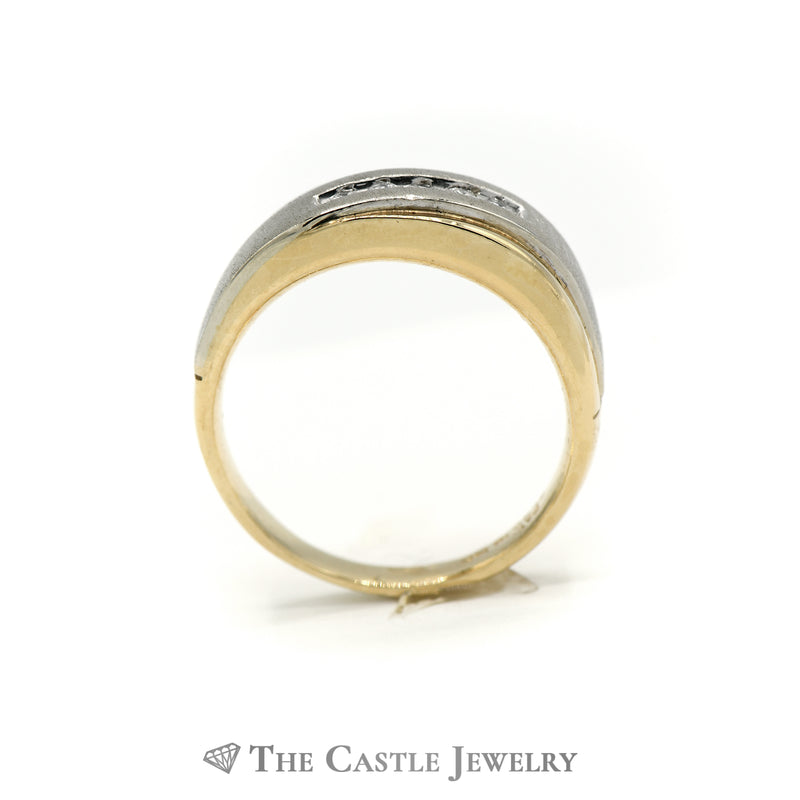Men’s Fancy .25cttw Diamond Band in Yellow & White Gold