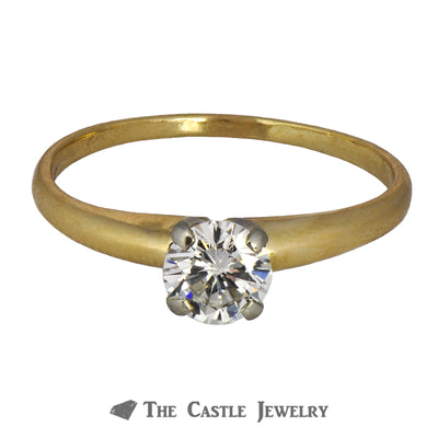 Low Profile Round Diamond Engagement Ring .55ct SI1/H in 14K Gold