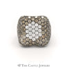 Concave Design Cluster Ring 3.50cttw Pave Set Round White & Champagne Diamonds - Thumbnail 1