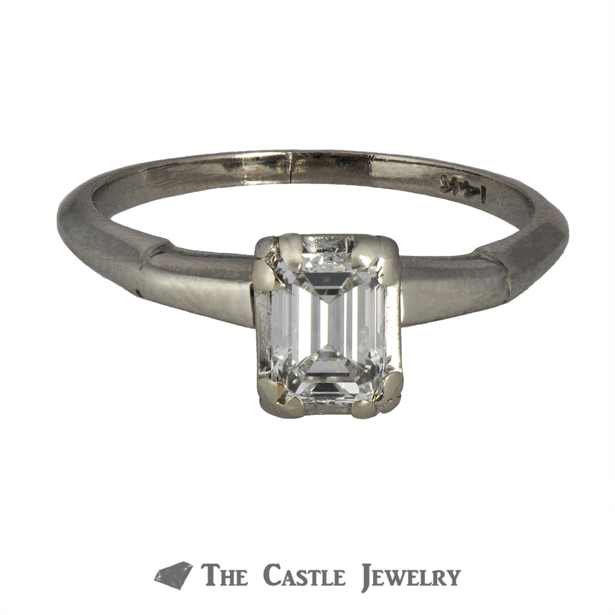 Emerald Cut .50ct VS2 G/H Diamond Engagement Ring in 14K White Gold
