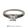 Princess Cut Diamond Cluster Engagement Ring with Black Diamond Accents - Thumbnail 1