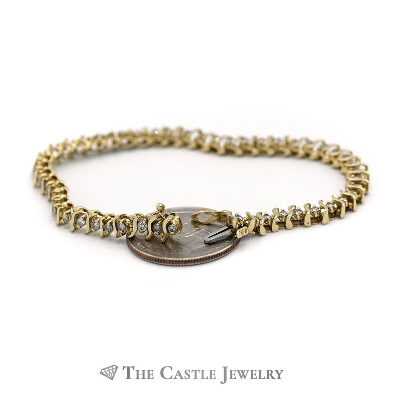 Link Diamond Tennis Bracelet 2cttw In 14K Yellow Gold
