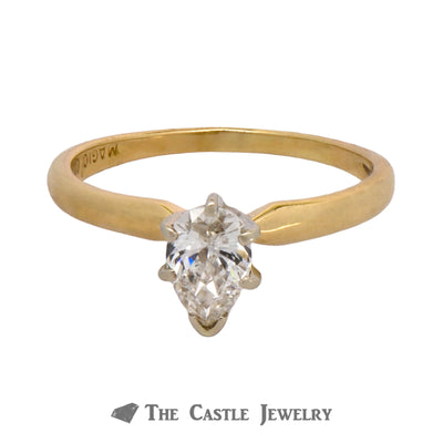 Solitaire Pear Diamond Engagement Ring in 6 Prong Tiffany Mounting