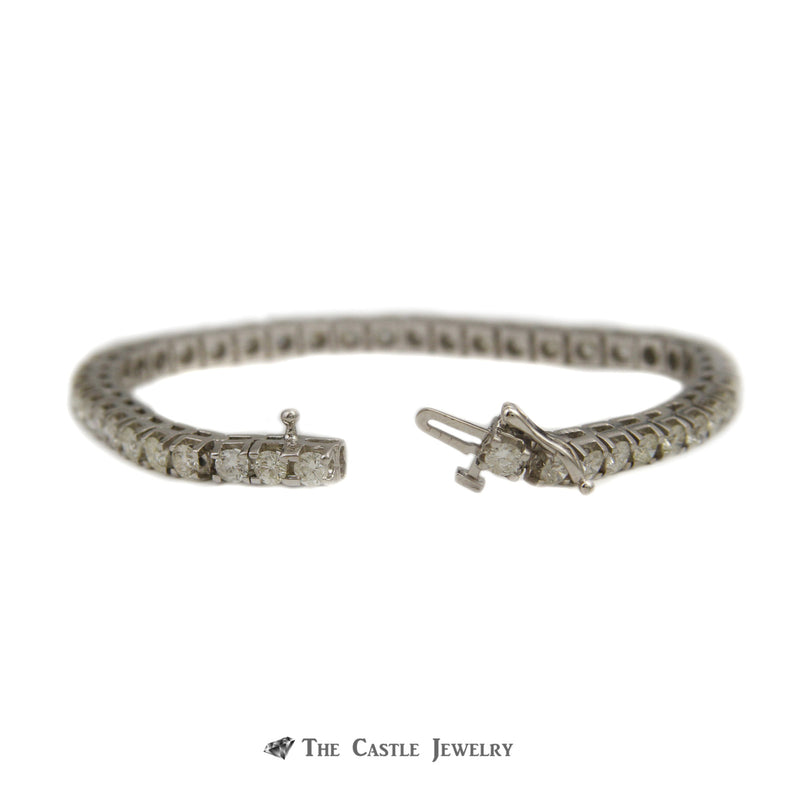 Square Link Prong Set 7cttw Diamond Tennis Bracelet in 14K White Gold