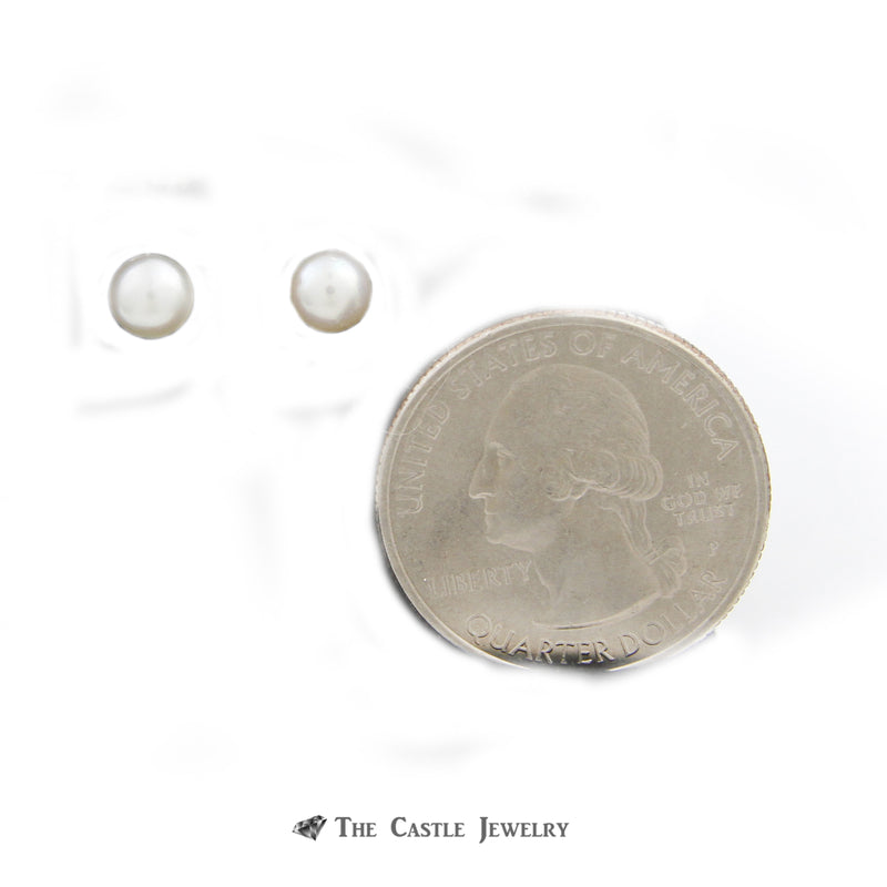 Pearl Earrings with 5-5.5mm Pearls in 14K Yellow Gold