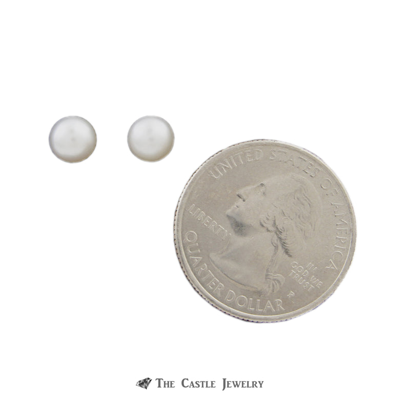 Pearl Earrings with 6-6.5mm Pearls in 14K Yellow Gold