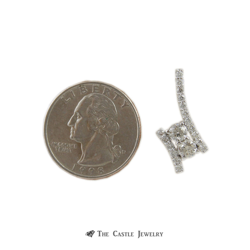 My Love My Best Friend 2 Round 1.00cttw Diamond Pendant in 14K White Gold