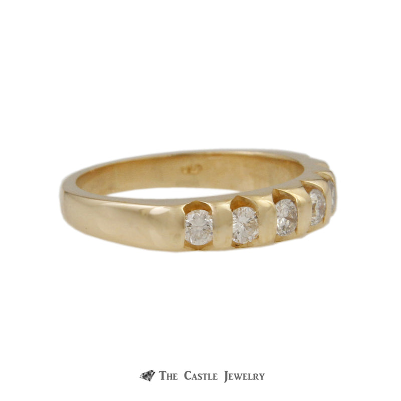 Tension Set Style .38cttw Diamond Wedding Band with 7 Round Diamonds