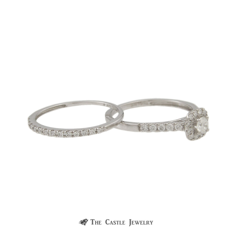 1/2cttw Diamond Crown Collection Cushion Shaped Bridal Set in 14k White Gold