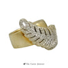 Wide Gold Band w/ 1cttw Diamond Leaf Design in 14K Gold - Thumbnail 3