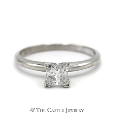 Princess Cut Diamond Solitaire Engagement Ring in 14k White Gold Tiffany Mounting