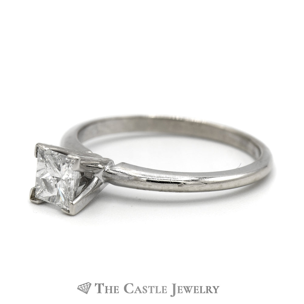 Princess Cut Diamond Solitaire Engagement Ring in 14k White Gold Tiffany Mounting