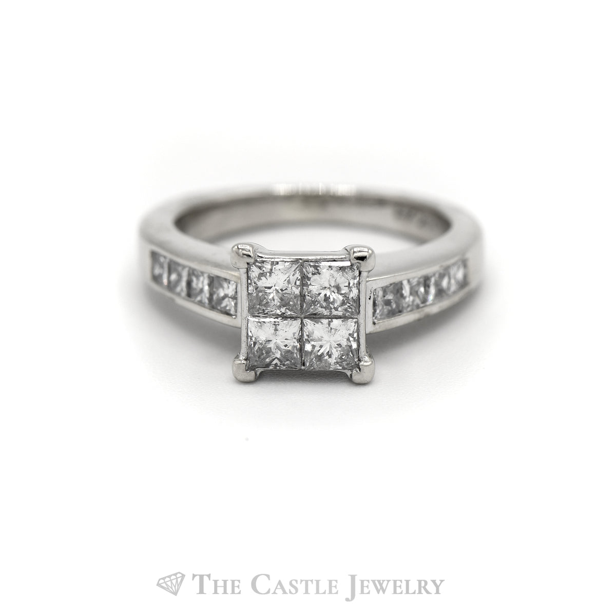 1.50CTTW Princess Cut Engagement Ring in Invisible Setting in 14KT White Gold