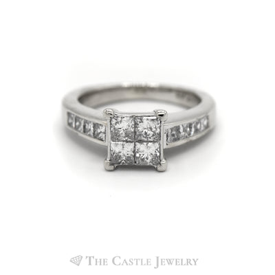 1.50CTTW Princess Cut Engagement Ring in Invisible Setting in 14KT White Gold