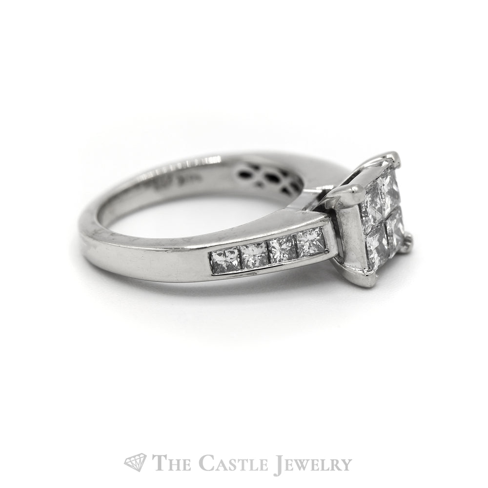 1.50CTTW Princess Cut Engagement Ring in Invisible Setting in 14KT White Gold