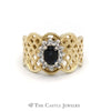 Diamond and Synthetic Sapphire Ring with Lattice Designed Sides - Thumbnail 1