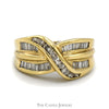 1.5cttw Channel Set Baguette and Round Diamond Crossover Band in 14k Yellow Gold - Thumbnail 1
