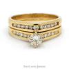 3/4cttw Diamond Solitaire Bridal Set with Channel Set Diamond Accents and Matching Band in 14k Yellow Gold - Thumbnail 1