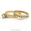 3/4cttw Diamond Solitaire Bridal Set with Channel Set Diamond Accents and Matching Band in 14k Yellow Gold - Thumbnail 3