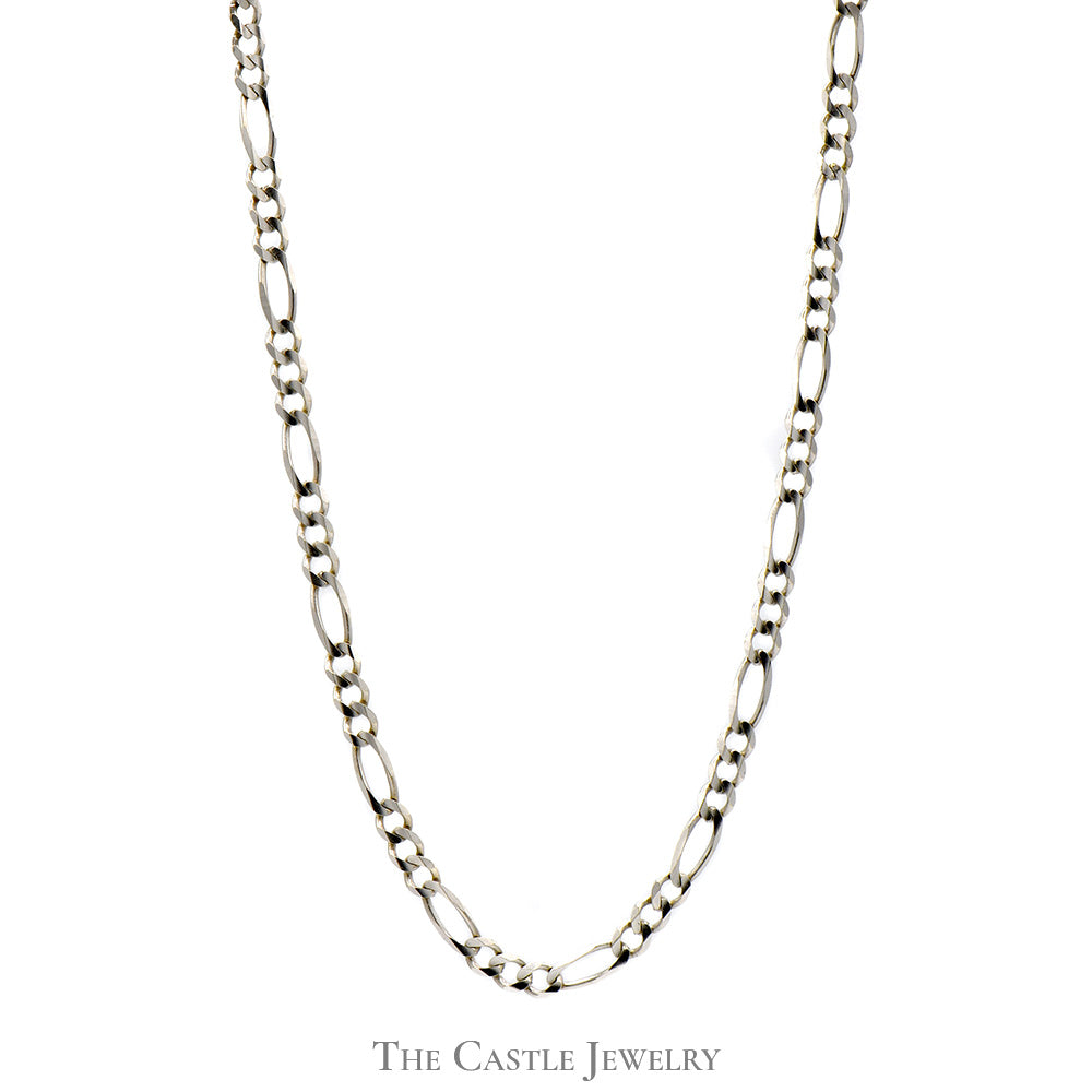 20 Inch 10k White Gold Figaro Link Chain Necklace