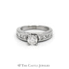 Platinum Engagement Ring with 1/2 Carat Round Center & Princess Sides - Thumbnail 1