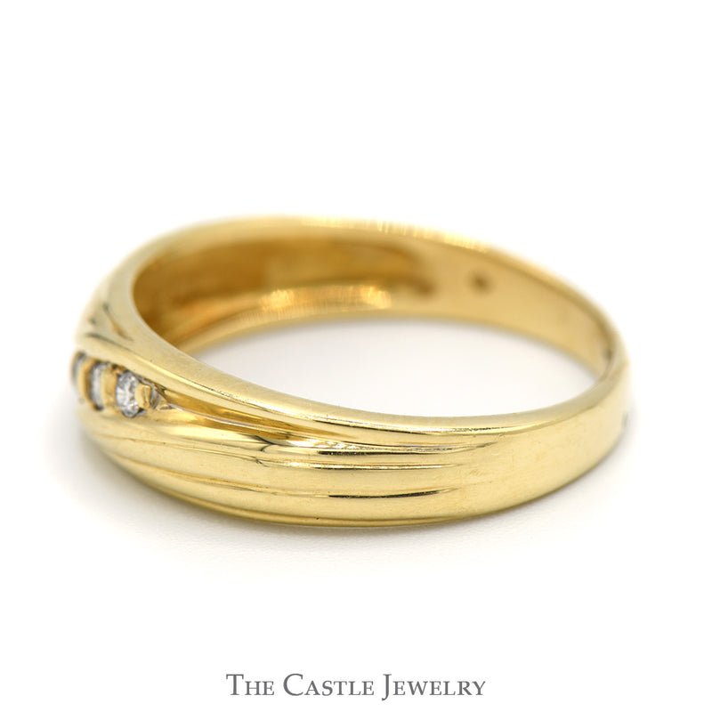 Men's Diagonally Set 5 Diamond Band in 14k Yellow Gold