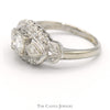 Antique Style Diamond Solitaire Ring with Accents in 14k White Gold Leaf Designed Setting - Thumbnail 3